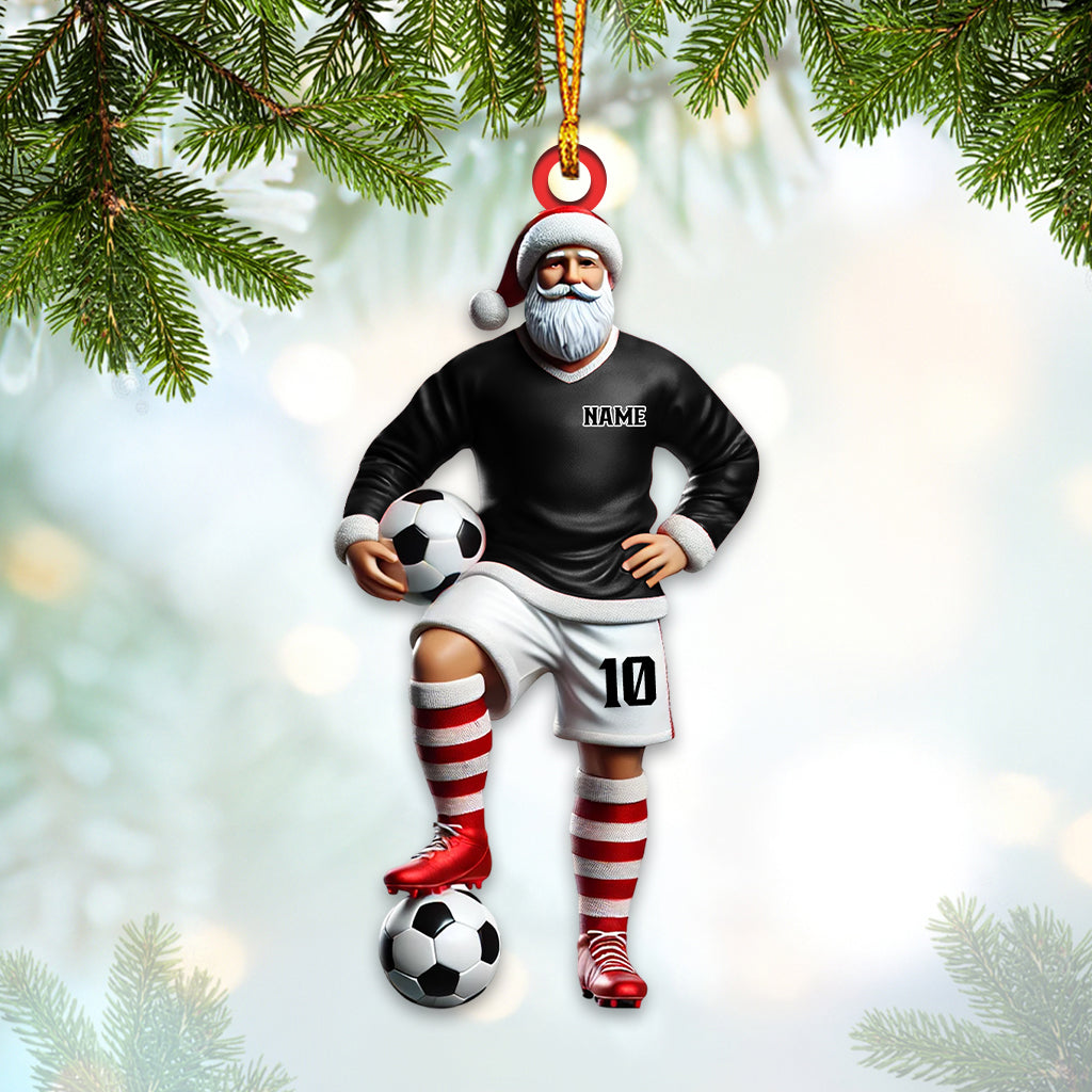 Custom Name Soccer Santa Ornament, Soccer Christmas Gift