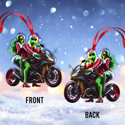Custom Name Motorbike Christmas Couple Ornament, Lover Christmas Gift
