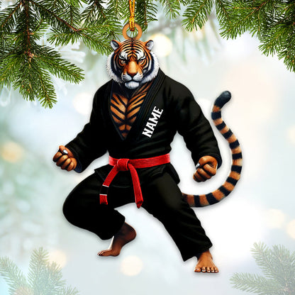Custom Name Jiu Jutsu Tiger Ornament, Jiu Jutsu Christmas Gift