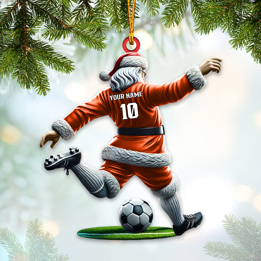 Custom Name Soccer Santa Ornament, Soccer Christmas Gift