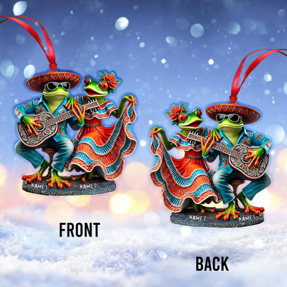 A Couple Mexican Frog Home Decor Christmas Ornament, Personalized Ornament