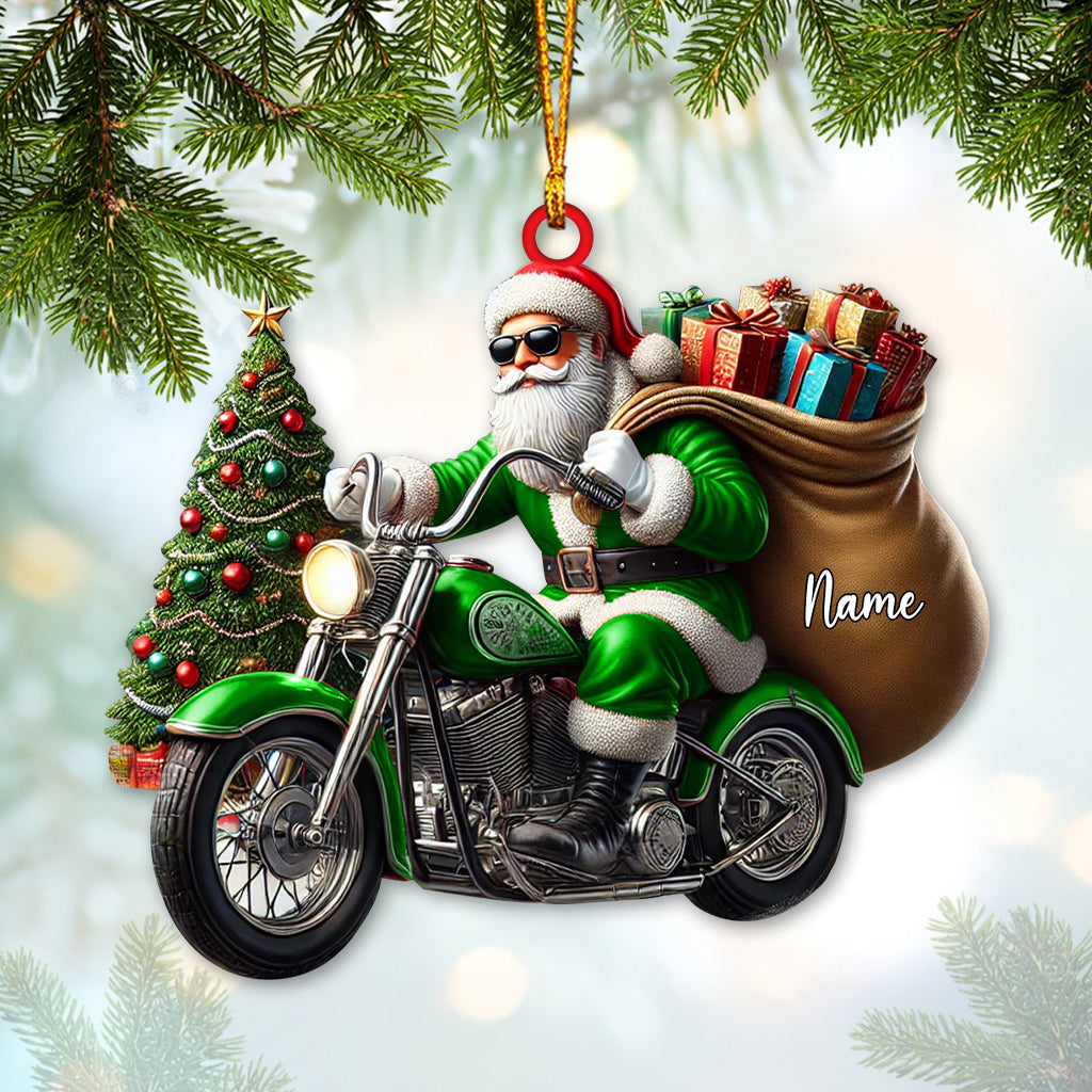 Custom Name Santa Bike Ornament, Santa Bike Christmas Gift