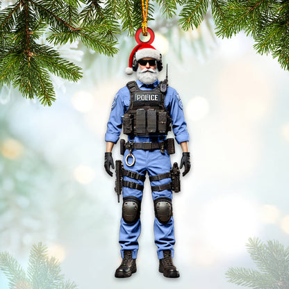 Custom Name Police Santa Ornament, Police Christmas Gift