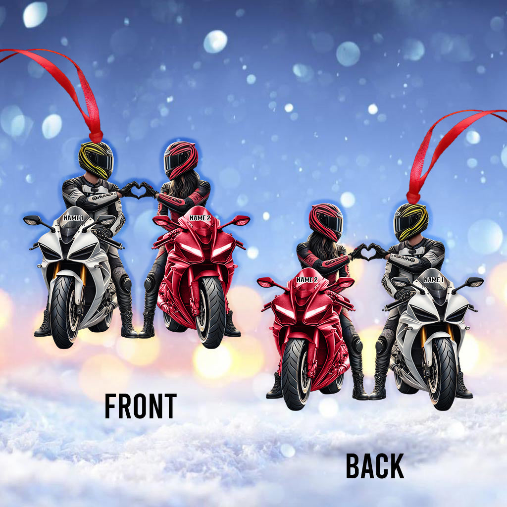 Custom Name Motorbike Couple Ornament, Lover Christmas Gift