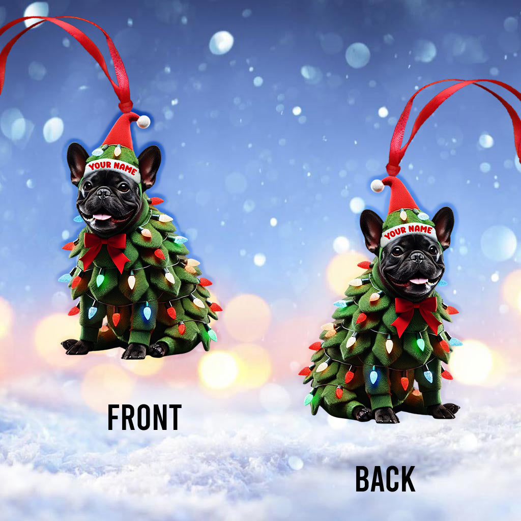 Custom Name French Bulldog Ornament, Dog Christmas Gift Decoration
