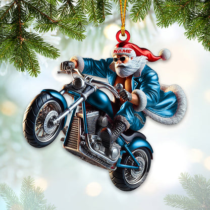 Custom Name Motorbike Santa Ornament, Motorbike Lover Christmas Gift