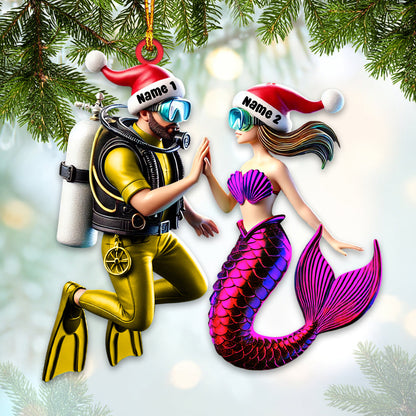 Custom Name Diving Couple Ornament, Couple Christmas Gift