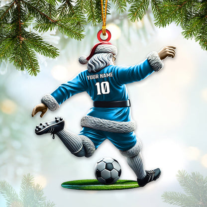 Custom Name Soccer Santa Ornament, Soccer Christmas Gift