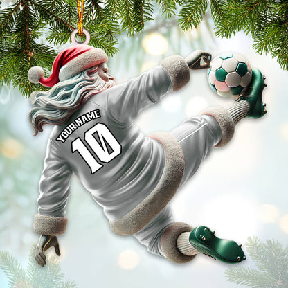 Custom Number Soccer Santa Ornament, Soccer Christmas Gift