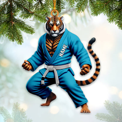 Custom Name Jiu Jutsu Tiger Ornament, Jiu Jutsu Christmas Gift