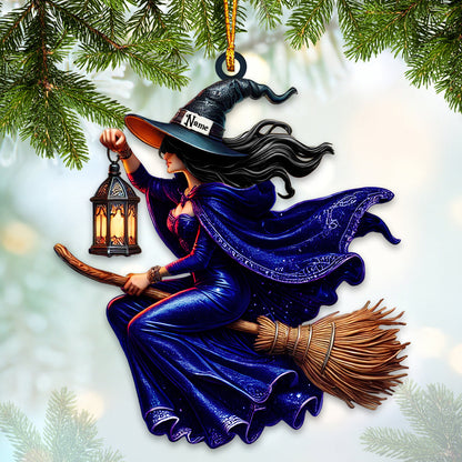 Custom Name Witch Ornament, Happy Halloween Gift