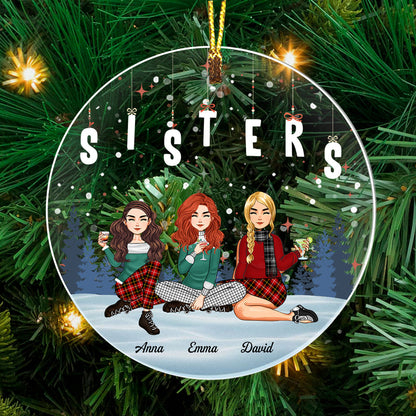 Girls Friendship, Sisters - Custom Appearances, Quote And Names Christmas Gift - Personalized Acrylic Ornament