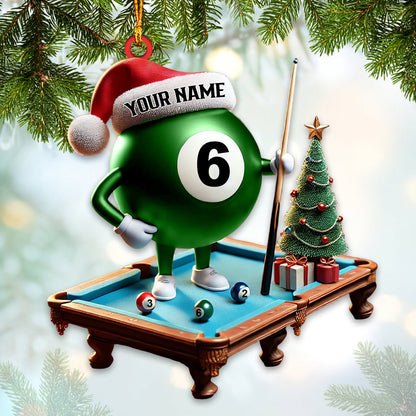 Custom Name Billiard Ornament, Billiard Lover Christmas Gift