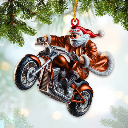 Custom Name Motorbike Santa Ornament, Motorbike Lover Christmas Gift