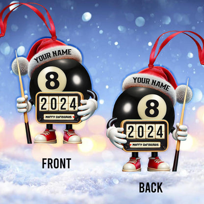 Custom Name and Year Billiard Ornament, Billiard Lover Christmas Gift