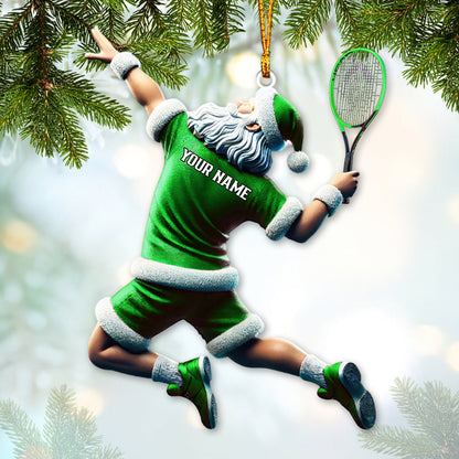 Custom Name Tennis Ornament, Tennis Santa Christmas Gift