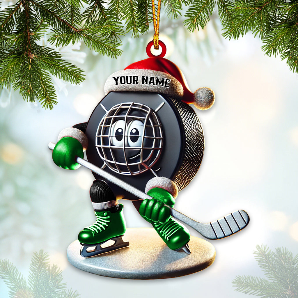 Custom Name Ice Hockey Ornament, Ice Hockey Christmas Gift