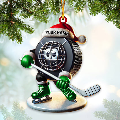 Custom Name Ice Hockey Ornament, Ice Hockey Christmas Gift