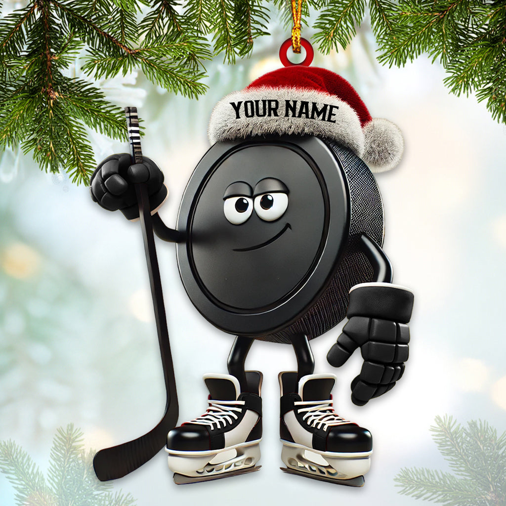 Custom Name Ice Hockey Ornament, Ice Hockey Christmas Gift
