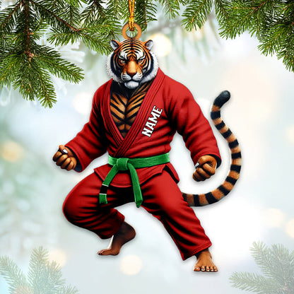 Custom Name Jiu Jutsu Tiger Ornament, Jiu Jutsu Christmas Gift
