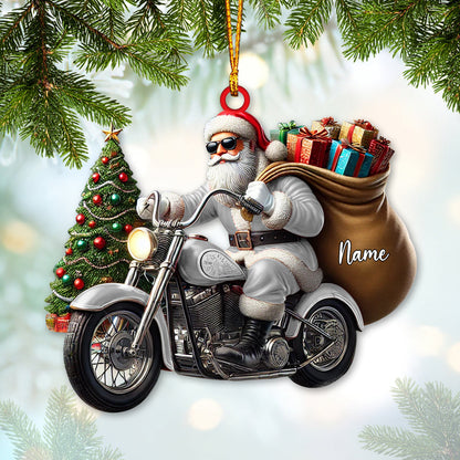 Custom Name Santa Bike Ornament, Santa Bike Christmas Gift