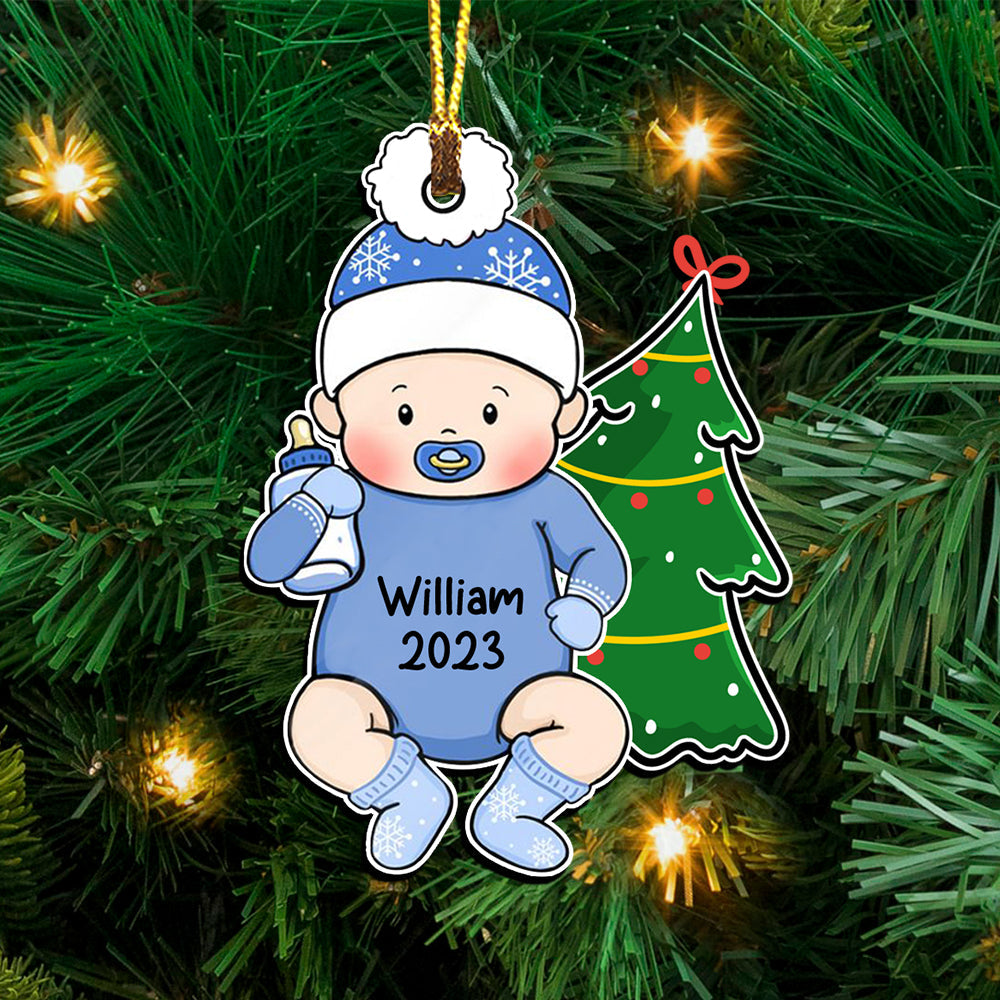 Xmas Baby - Custom Name, Personalized Acrylic Ornament - Gift For Christmas, Family Gift
