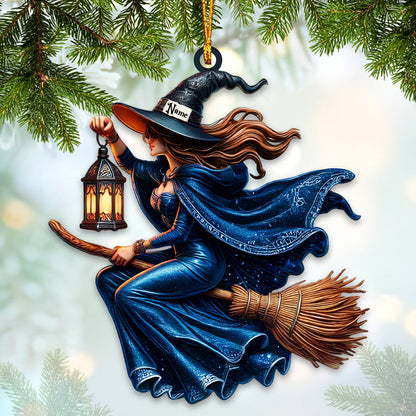 Custom Name Witch Ornament, Happy Halloween Gift