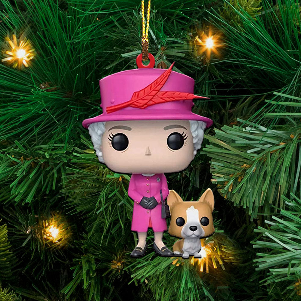 Queen Elizabeth II with Corgi - Christmas Ornament - Gift For Christmas, Gift For Family Decor