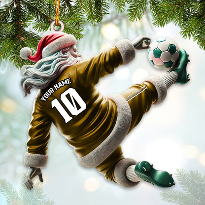Custom Number Soccer Santa Ornament, Soccer Christmas Gift