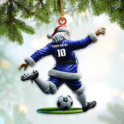 Custom Name Soccer Santa Ornament, Soccer Christmas Gift