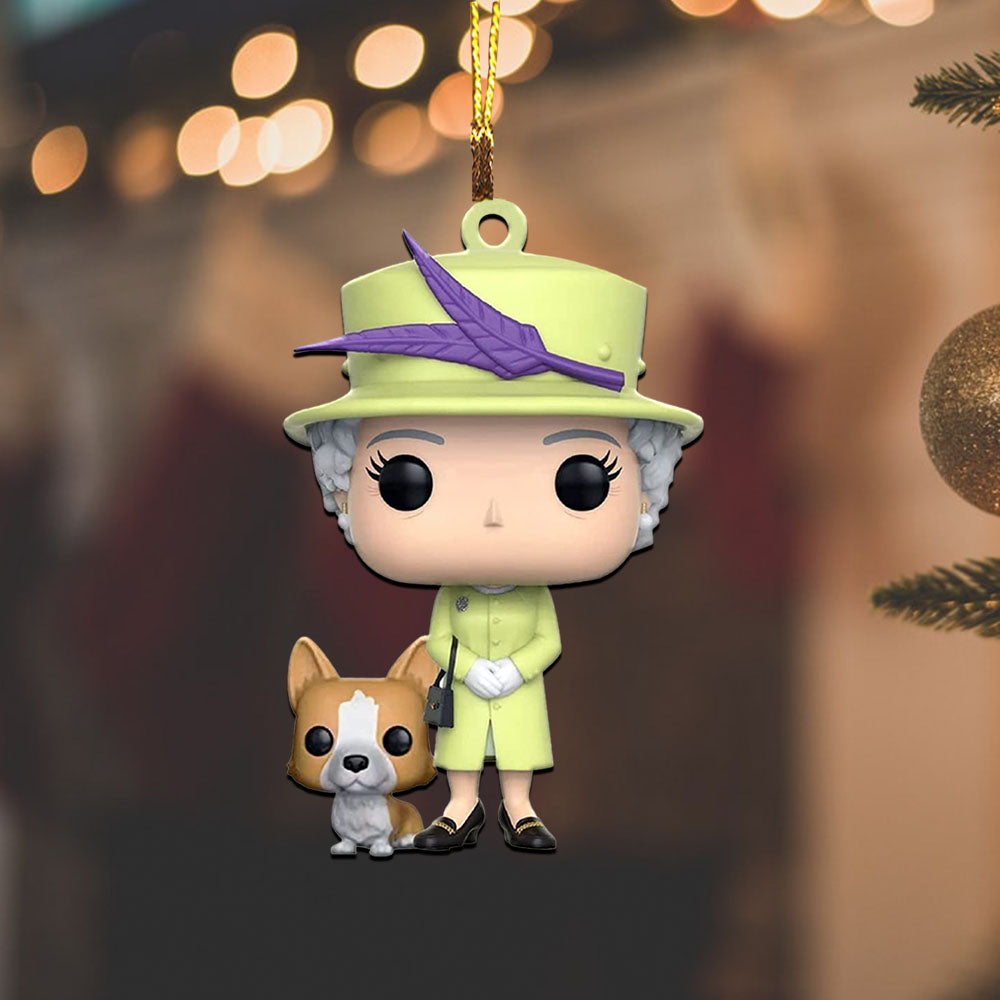 Queen Elizabeth II with Corgi - Christmas Ornament - Gift For Christmas, Gift For Family Decor