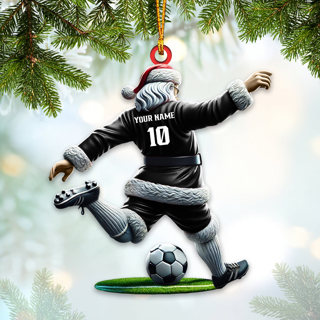 Custom Name Soccer Santa Ornament, Soccer Christmas Gift