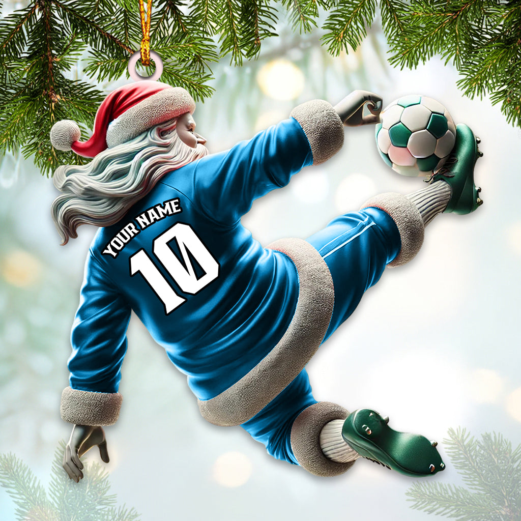 Custom Number Soccer Santa Ornament, Soccer Christmas Gift