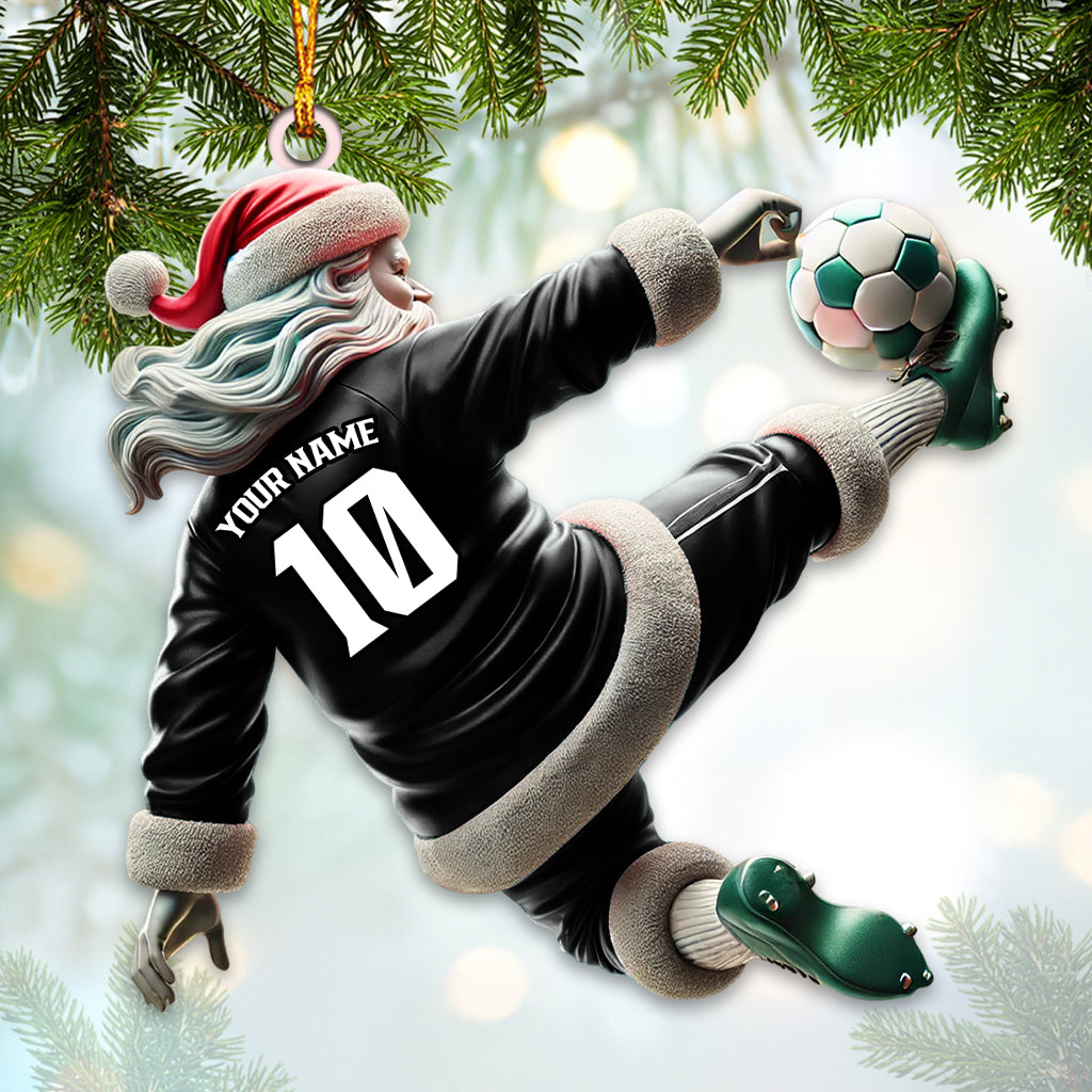 Custom Number Soccer Santa Ornament, Soccer Christmas Gift