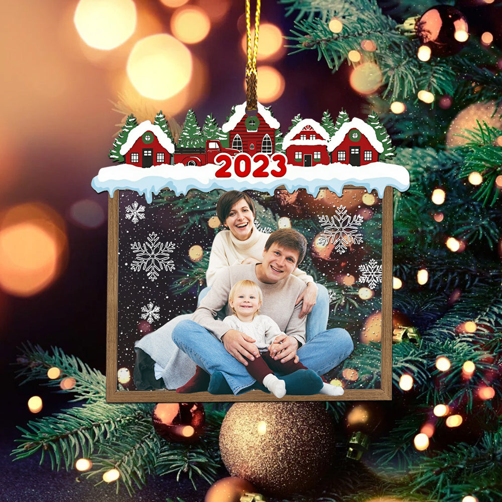 Christmas House Family - Custom Photo Christmas Gift - Personalized Acrylic Ornament