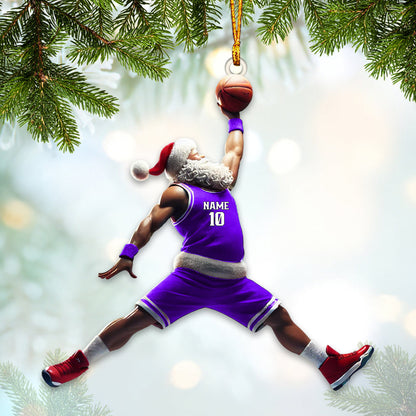 Custom Name and Number Santa Basketball Ornament, Basketball Christmas Gift