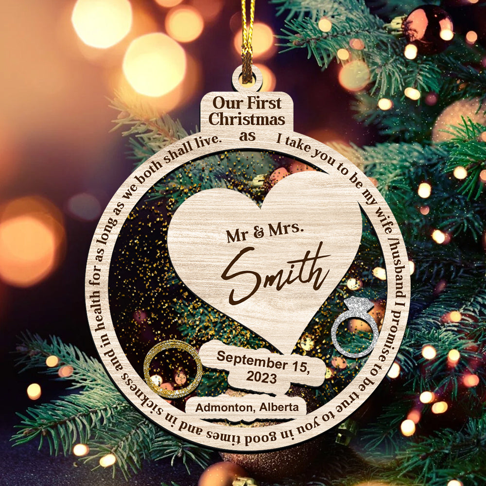 Our First Christmas As Mr. & Mrs. Personalized Ornament - Christmas Gift For Couple - Custom Shaker Ornament